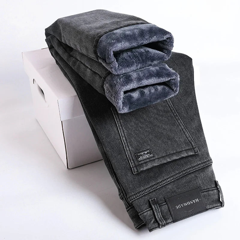 Fleecefôrede Jeans for Menn – Slim Straight