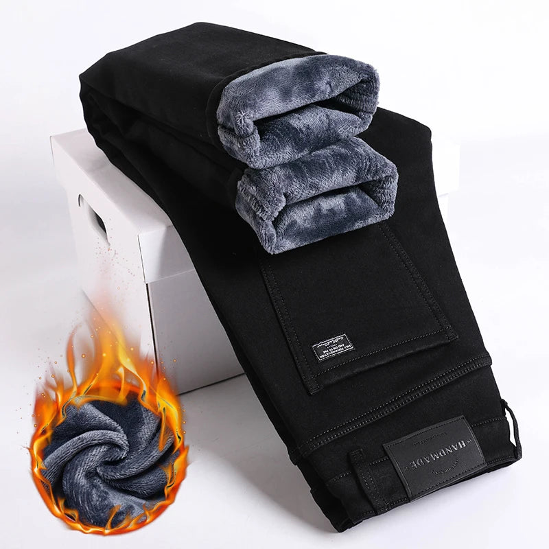 Fleecefôrede Jeans for Menn – Slim Straight