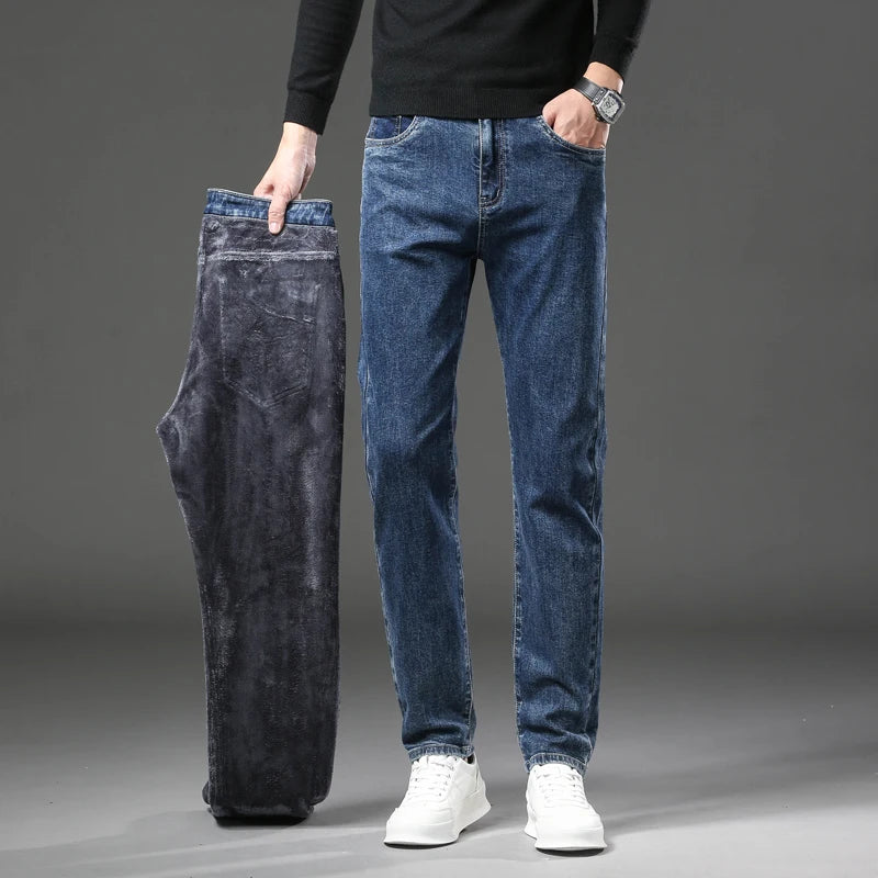 Fleecefôrede Jeans for Menn – Slim Straight