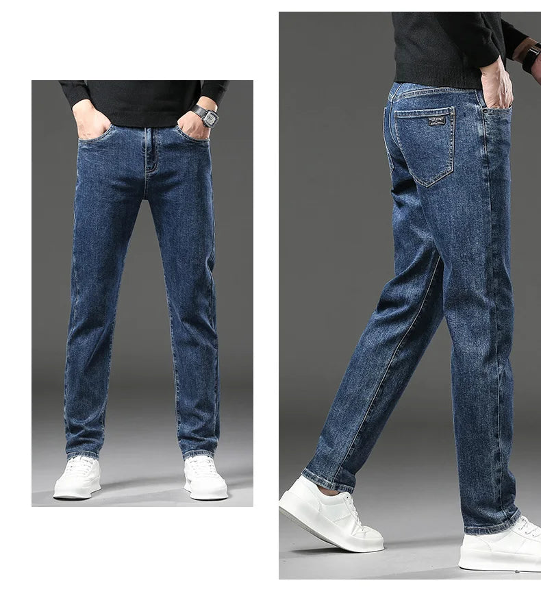 Fleecefôrede Jeans for Menn – Slim Straight