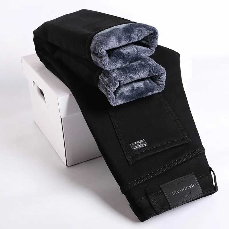 Fleecefôrede Jeans for Menn – Slim Straight