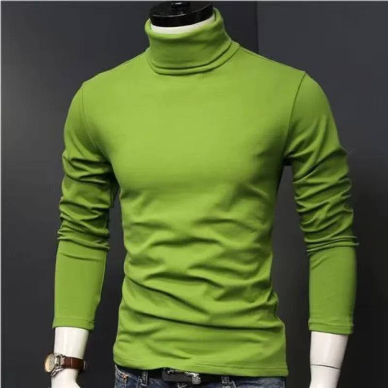 Slim Fit Rullekrage Skjorte for Herr – Langermet Innerskjorte