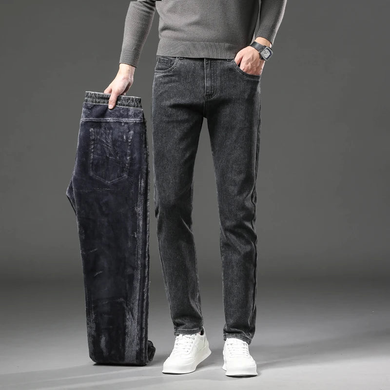Fleecefôrede Jeans for Menn – Slim Straight