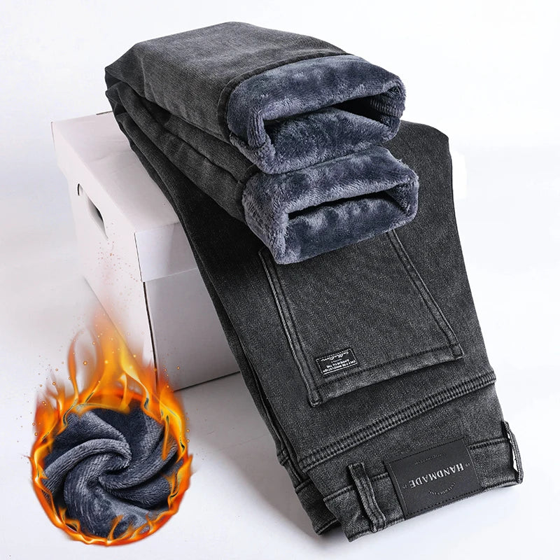 Fleecefôrede Jeans for Menn – Slim Straight