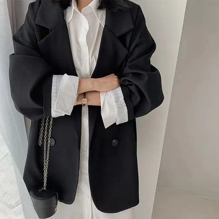 Oversize Blazer Dame – Koreansk Stil, Dobbeltknappet