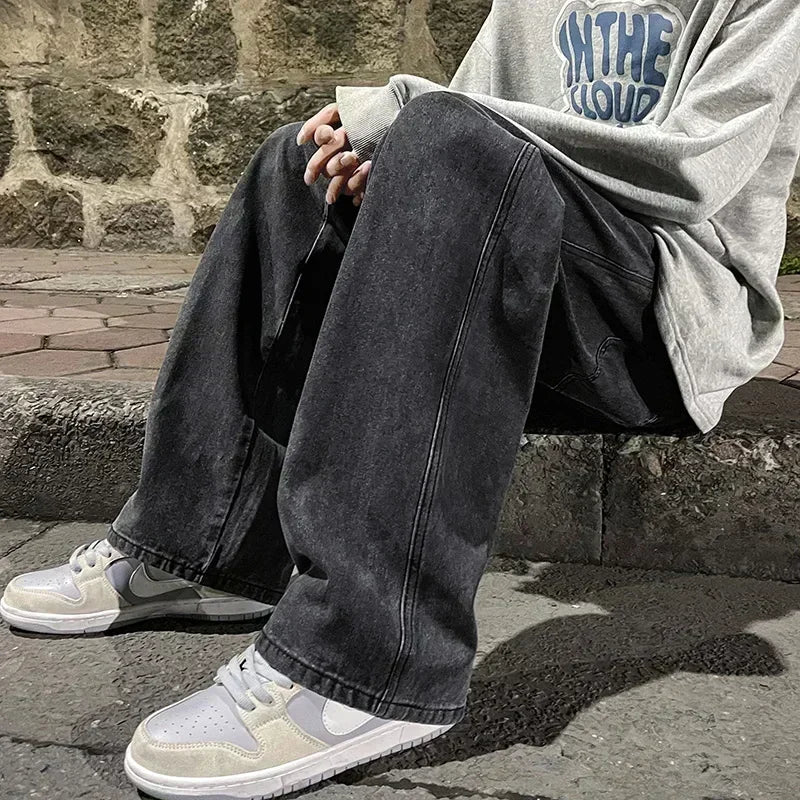 Herrejeans – Løs Straight Fit | Streetwear & Koreansk Stil