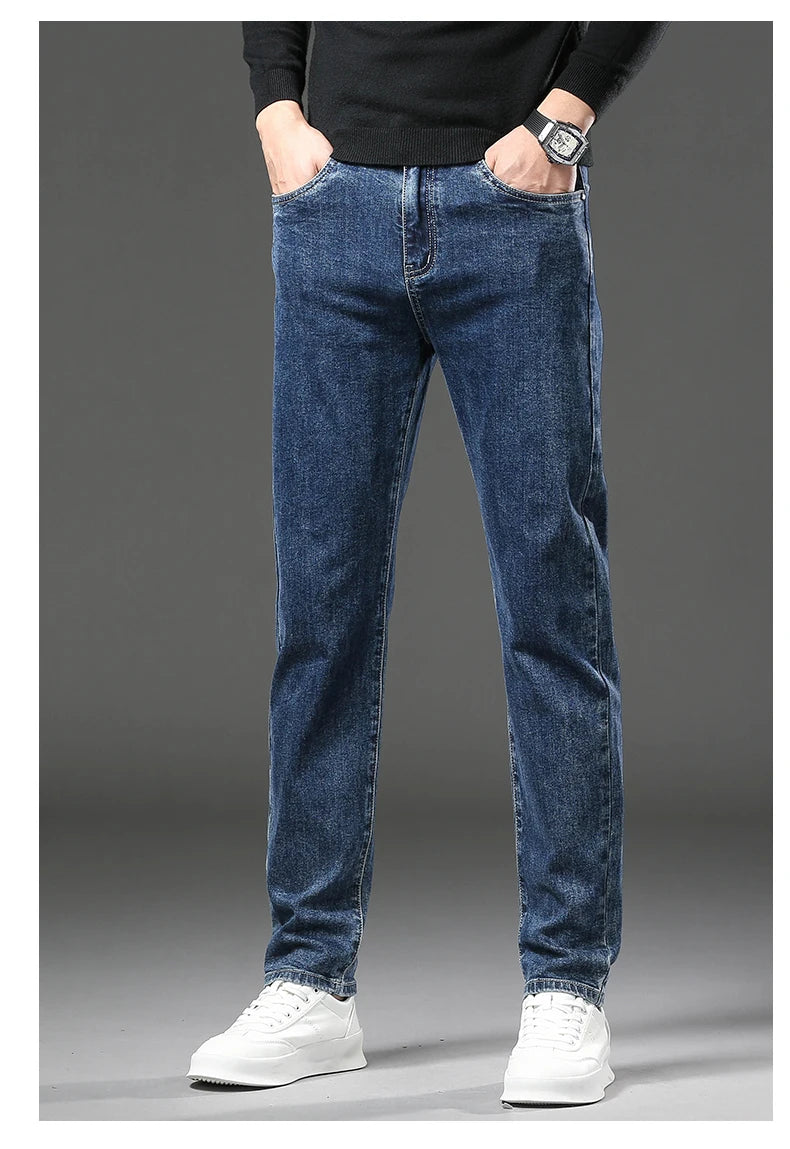 Fleecefôrede Jeans for Menn – Slim Straight