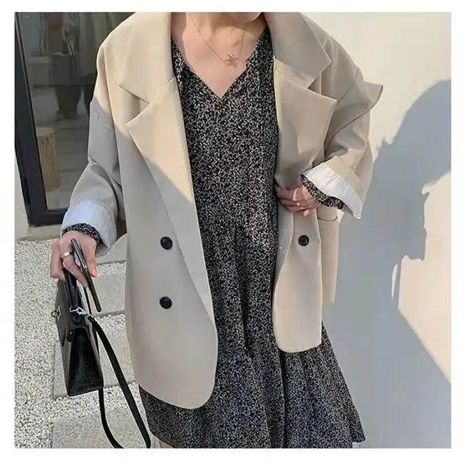 Oversize Blazer Dame – Koreansk Stil, Dobbeltknappet