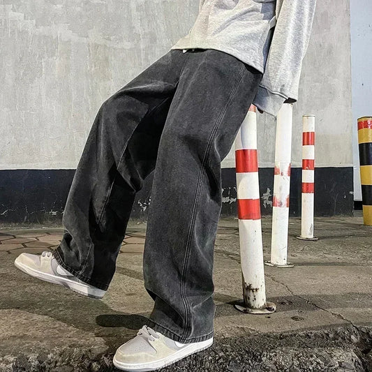 Herrejeans – Løs Straight Fit | Streetwear & Koreansk Stil