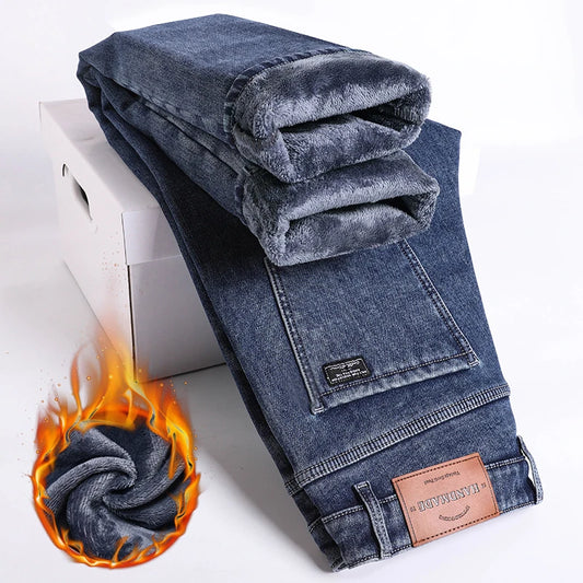 Fleecefôrede Jeans for Menn – Slim Straight