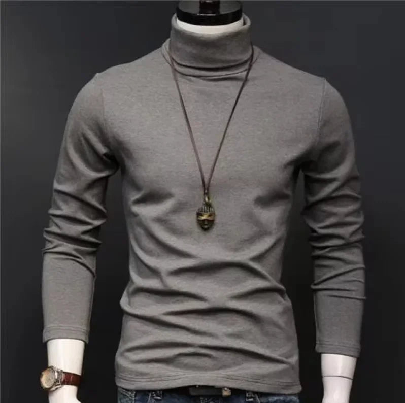 Slim Fit Rullekrage Skjorte for Herr – Langermet Innerskjorte
