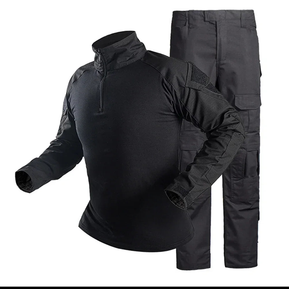 Taktisk Uniform Sett - Kamuflasje Jakt Klær - Skjorte og Bukse - Airsoft Paintball.