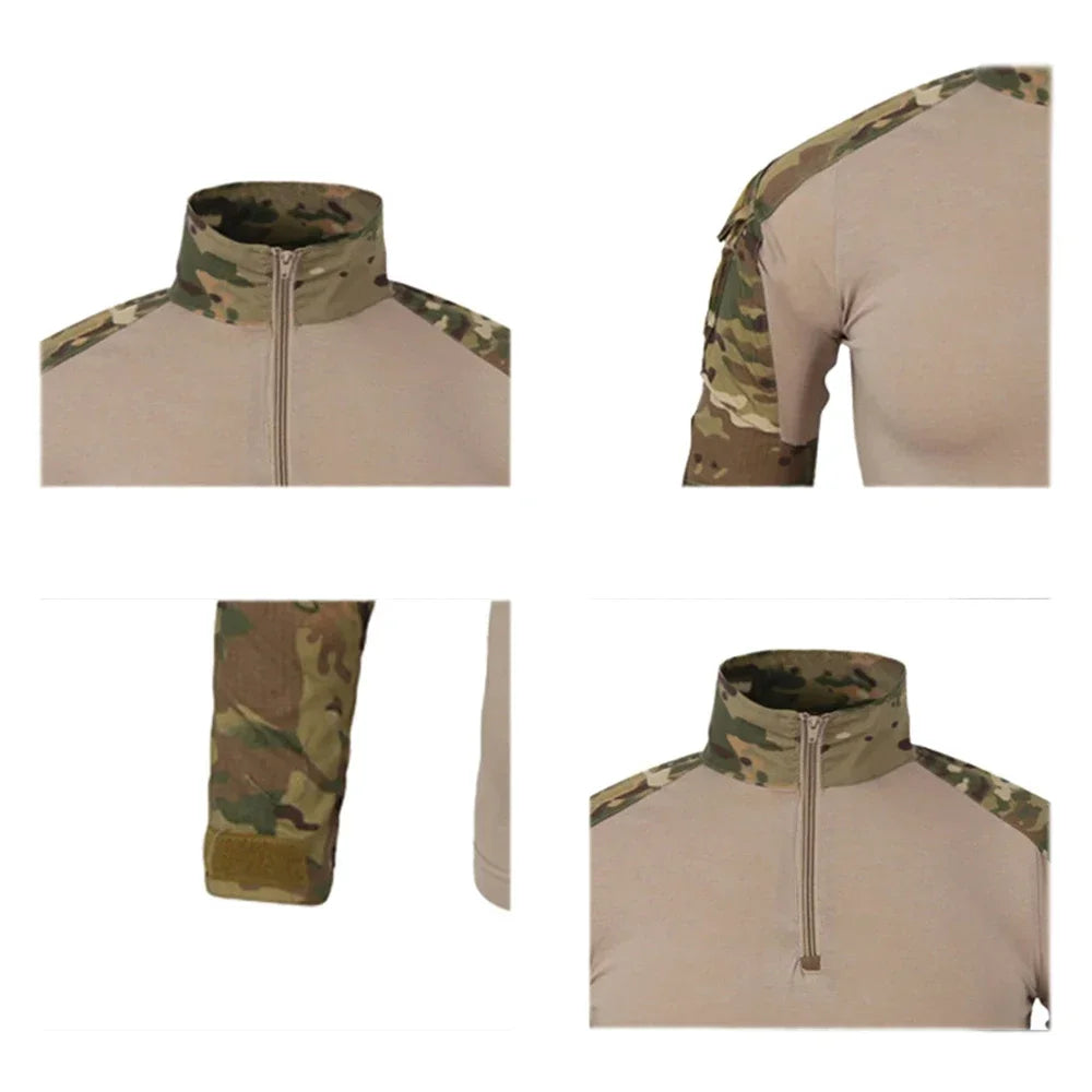 Taktisk Uniform Sett - Kamuflasje Jakt Klær - Skjorte og Bukse - Airsoft Paintball.