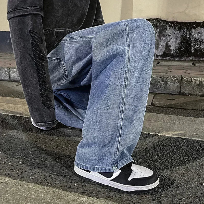 Herrejeans – Løs Straight Fit | Streetwear & Koreansk Stil