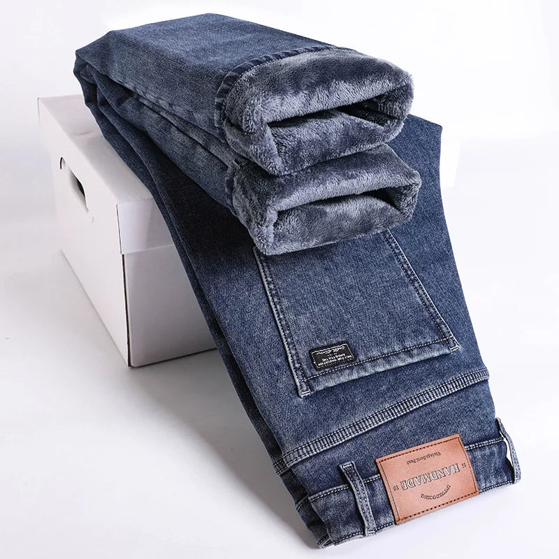Fleecefôrede Jeans for Menn – Slim Straight