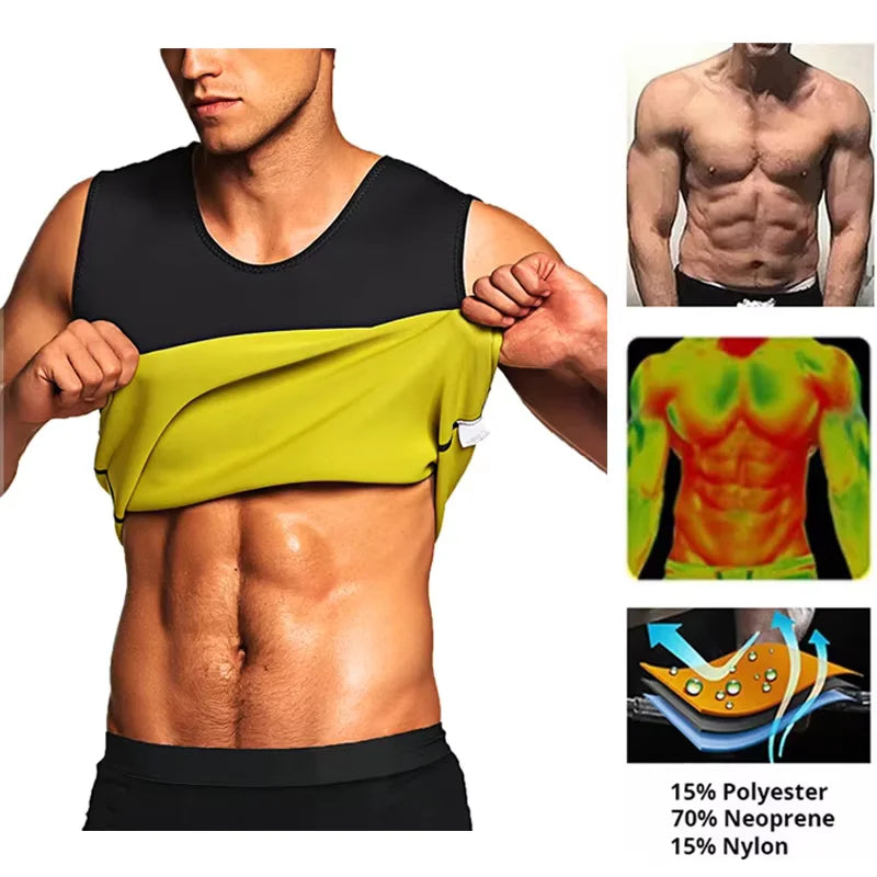 Trenings T-skjorte for Menn - Sauna Effekt Vest for Vekttap og Trening