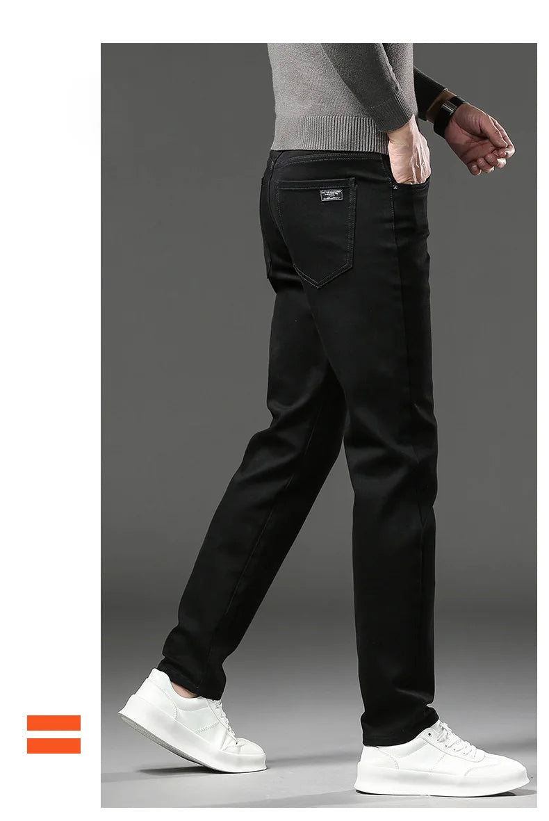 Fleecefôrede Jeans for Menn – Slim Straight