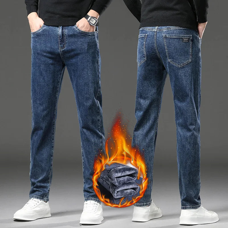 Fleecefôrede Jeans for Menn – Slim Straight