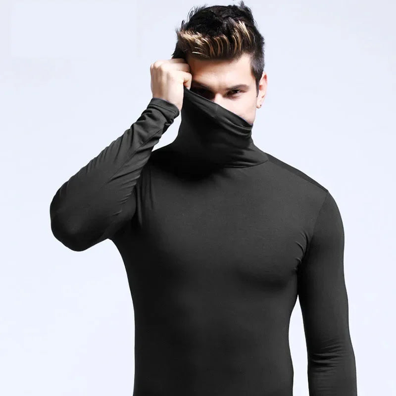 Slim Fit Rullekrage Skjorte for Herr – Langermet Innerskjorte