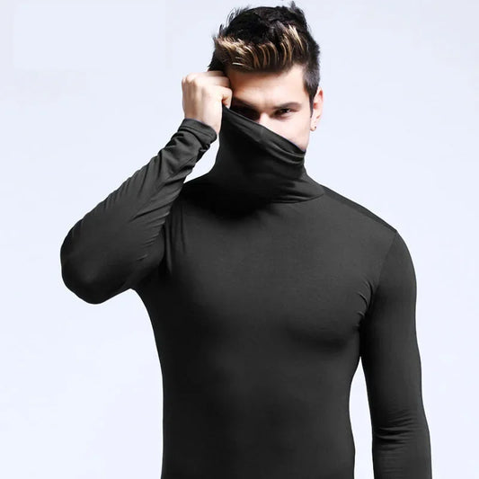 Slim Fit Rullekrage Skjorte for Herr – Langermet Innerskjorte