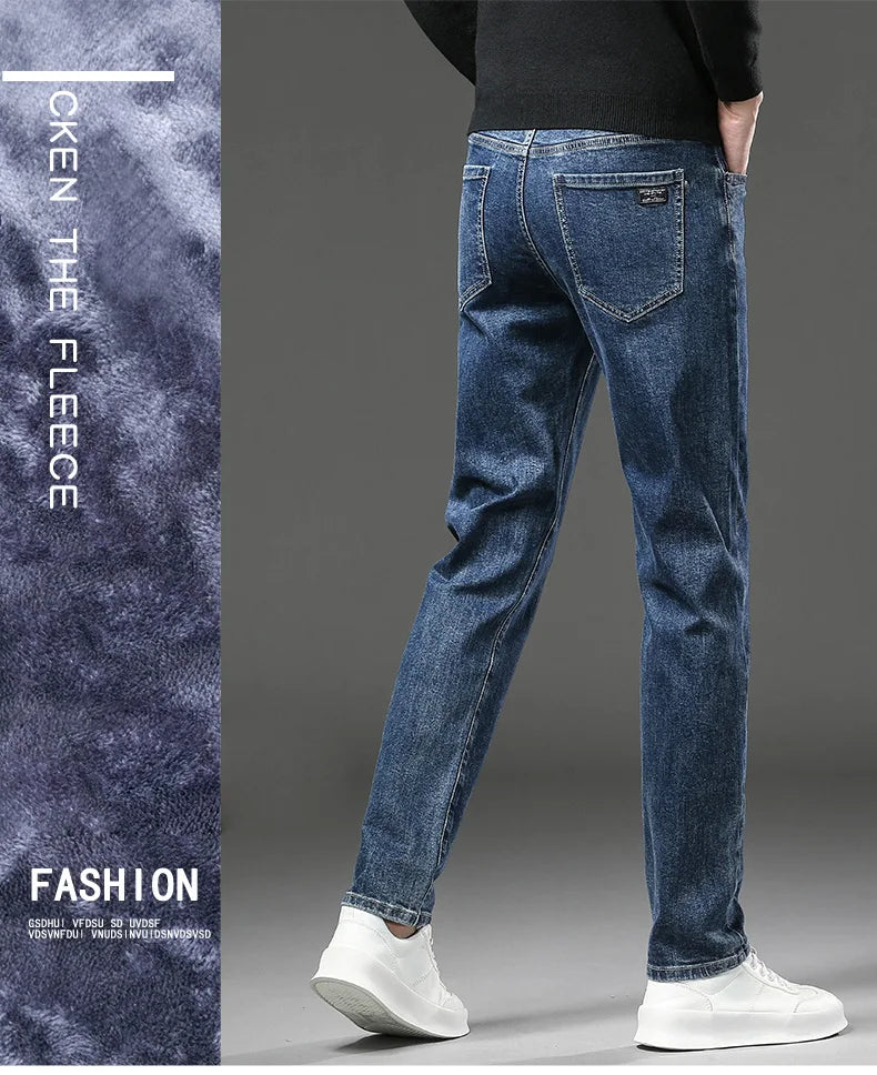 Fleecefôrede Jeans for Menn – Slim Straight