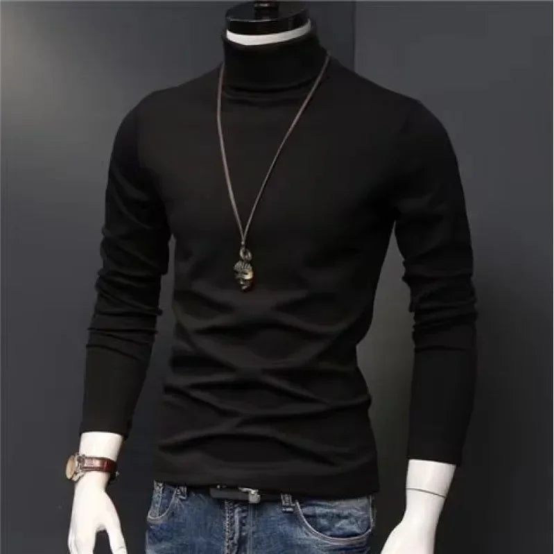 Slim Fit Rullekrage Skjorte for Herr – Langermet Innerskjorte