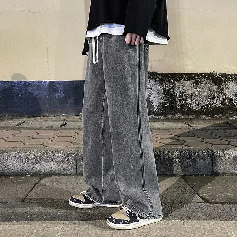 Herrejeans – Løs Straight Fit | Streetwear & Koreansk Stil