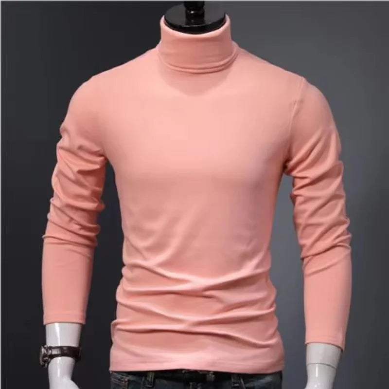 Slim Fit Rullekrage Skjorte for Herr – Langermet Innerskjorte