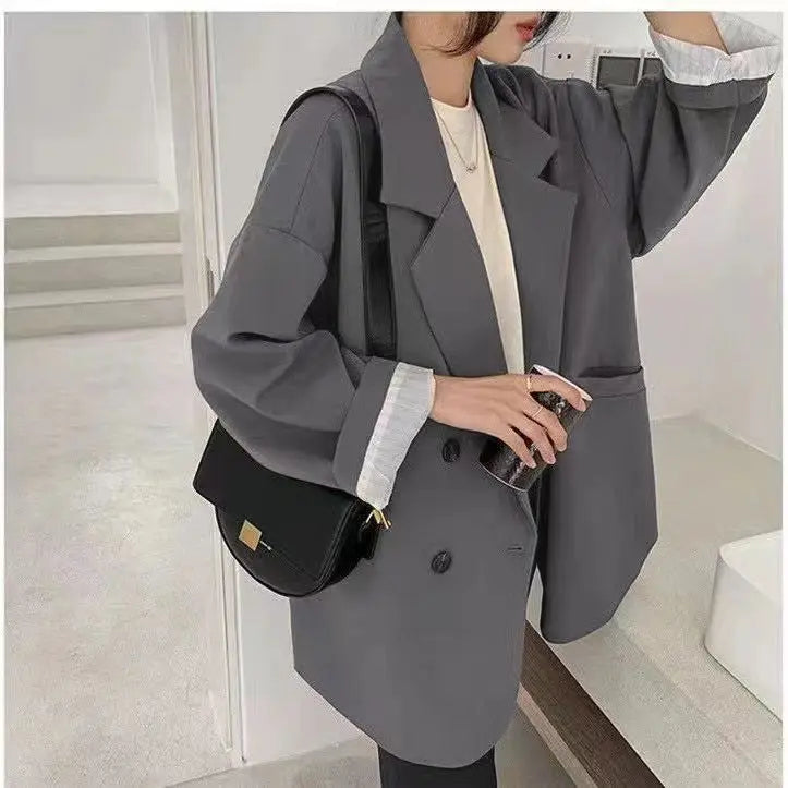 Oversize Blazer Dame – Koreansk Stil, Dobbeltknappet