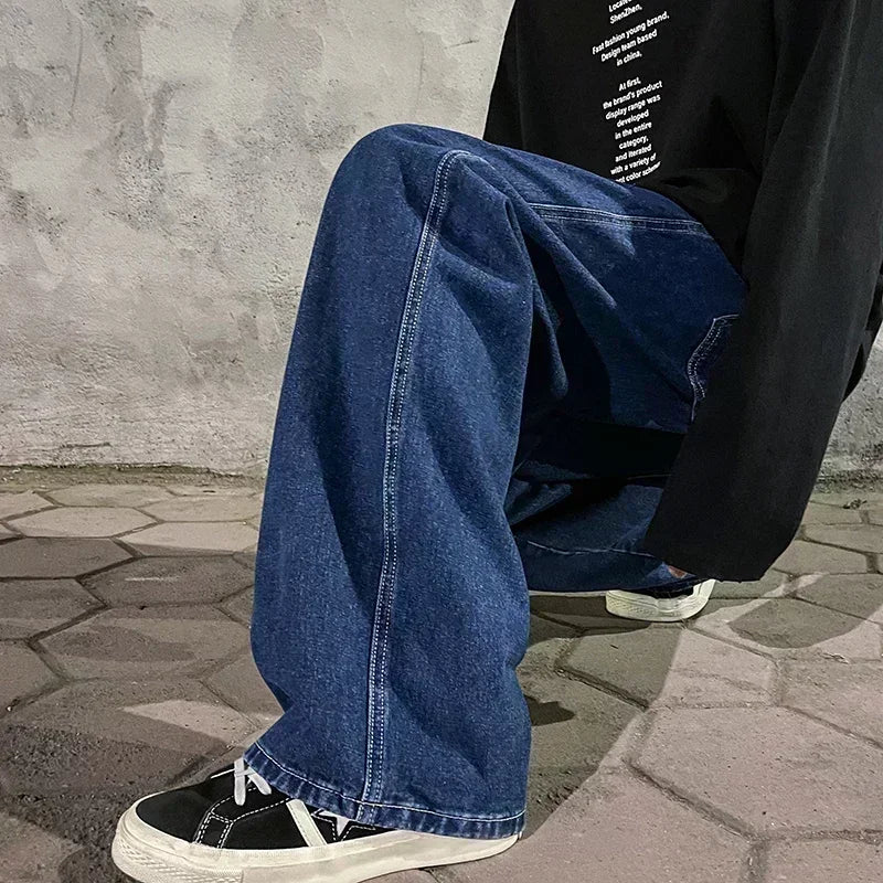 Herrejeans – Løs Straight Fit | Streetwear & Koreansk Stil