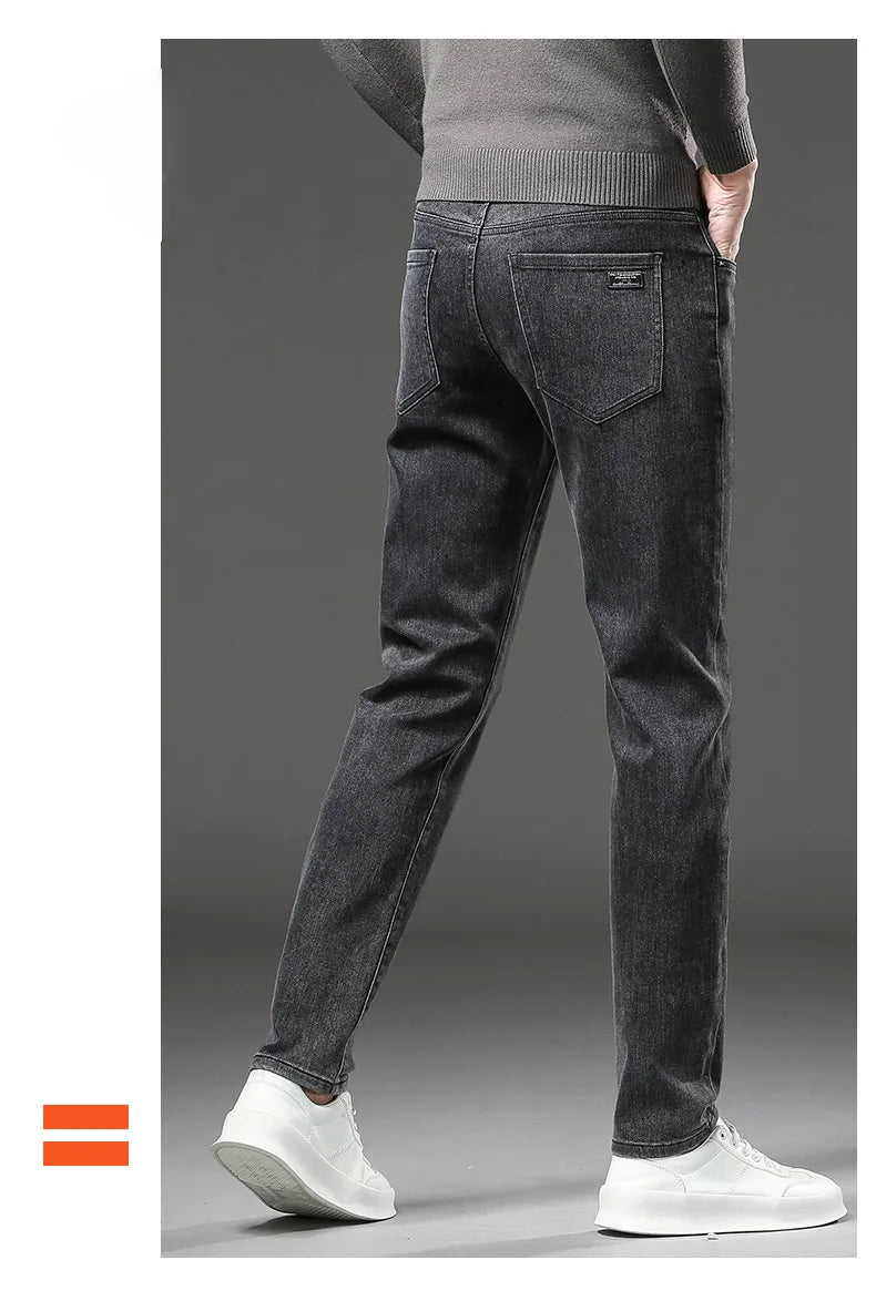 Fleecefôrede Jeans for Menn – Slim Straight
