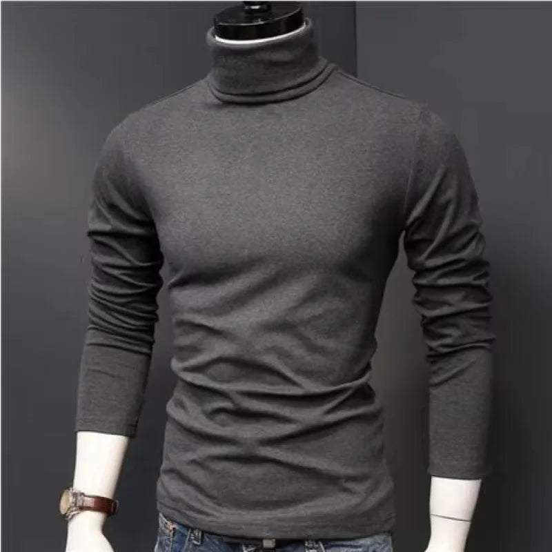 Slim Fit Rullekrage Skjorte for Herr – Langermet Innerskjorte
