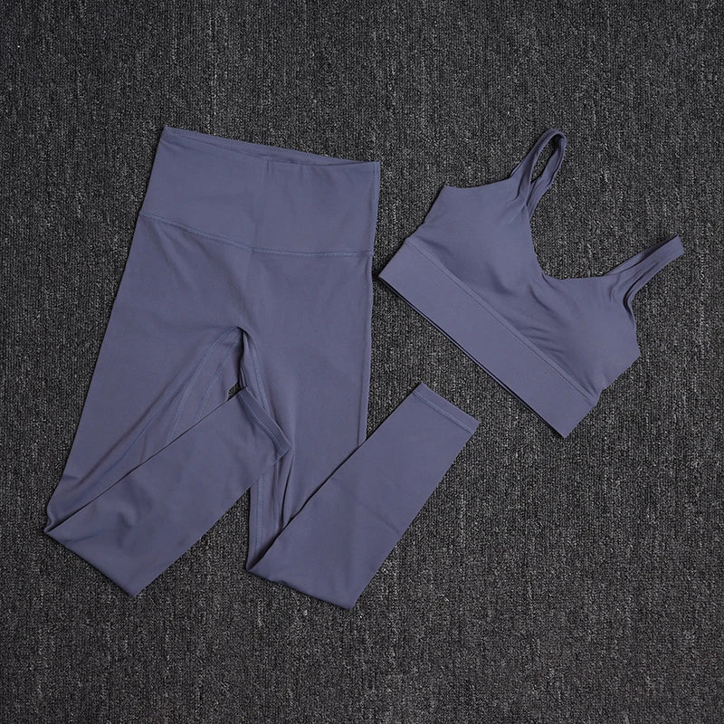 Treningssett Dame - Sports-BH og Høy Midje Leggings - Yoga & Fitness Sportsklær.