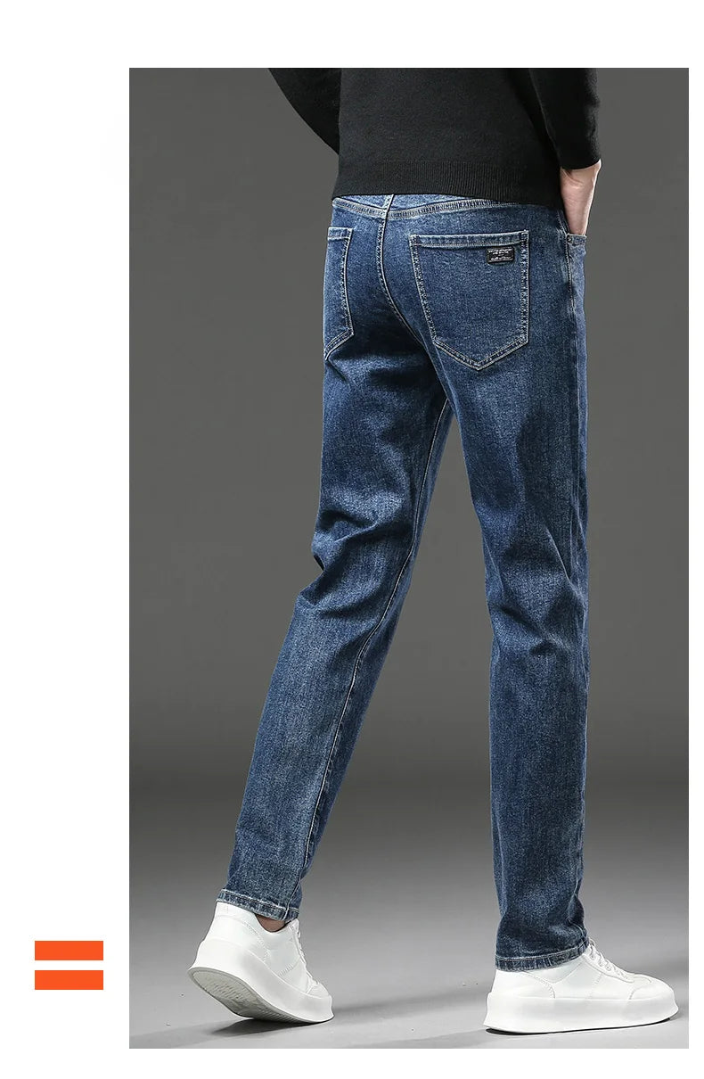Fleecefôrede Jeans for Menn – Slim Straight