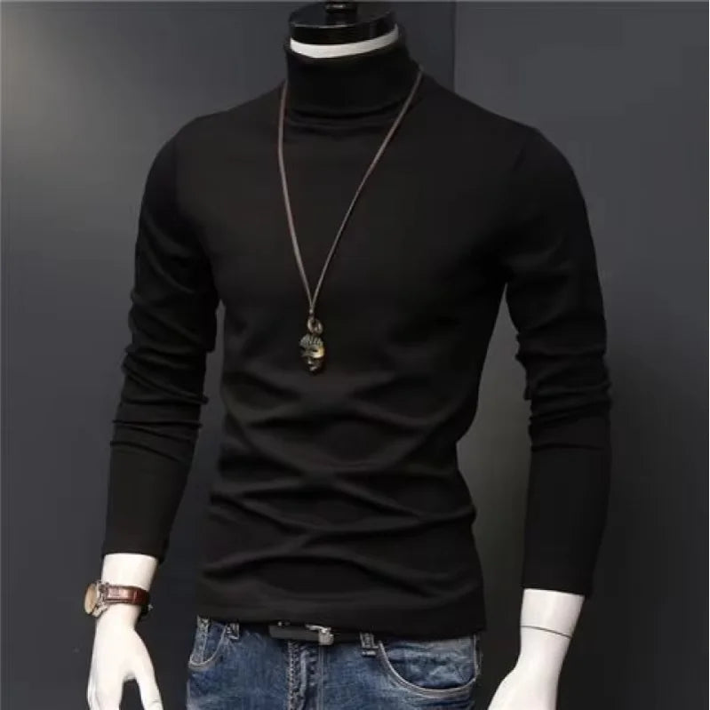 Slim Fit Rullekrage Skjorte for Herr – Langermet Innerskjorte