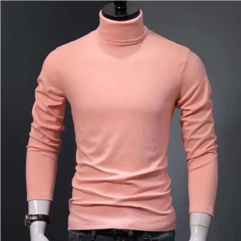 Slim Fit Rullekrage Skjorte for Herr – Langermet Innerskjorte