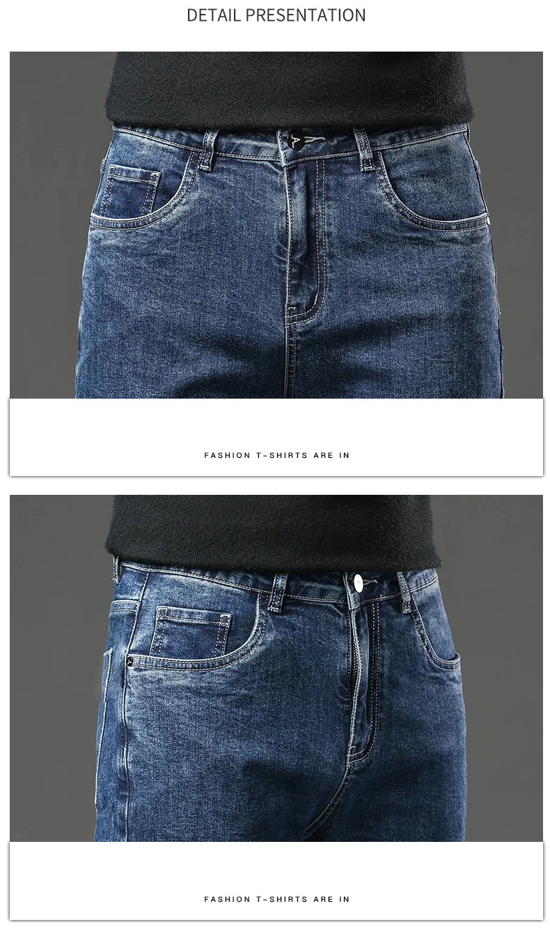 Fleecefôrede Jeans for Menn – Slim Straight