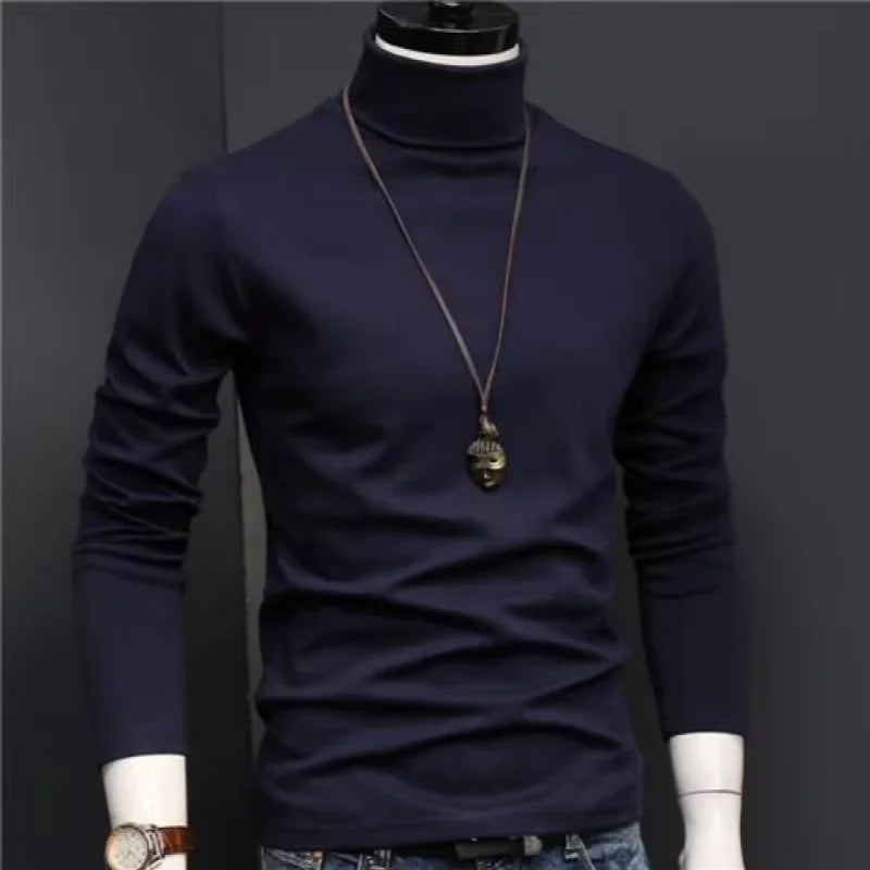 Slim Fit Rullekrage Skjorte for Herr – Langermet Innerskjorte