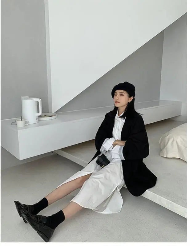 Oversize Blazer Dame – Koreansk Stil, Dobbeltknappet