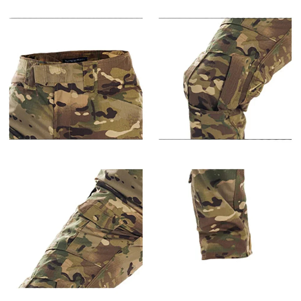 Taktisk Uniform Sett - Kamuflasje Jakt Klær - Skjorte og Bukse - Airsoft Paintball.