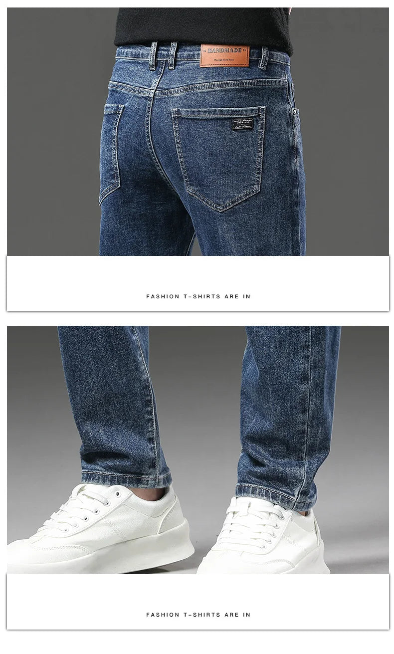 Fleecefôrede Jeans for Menn – Slim Straight