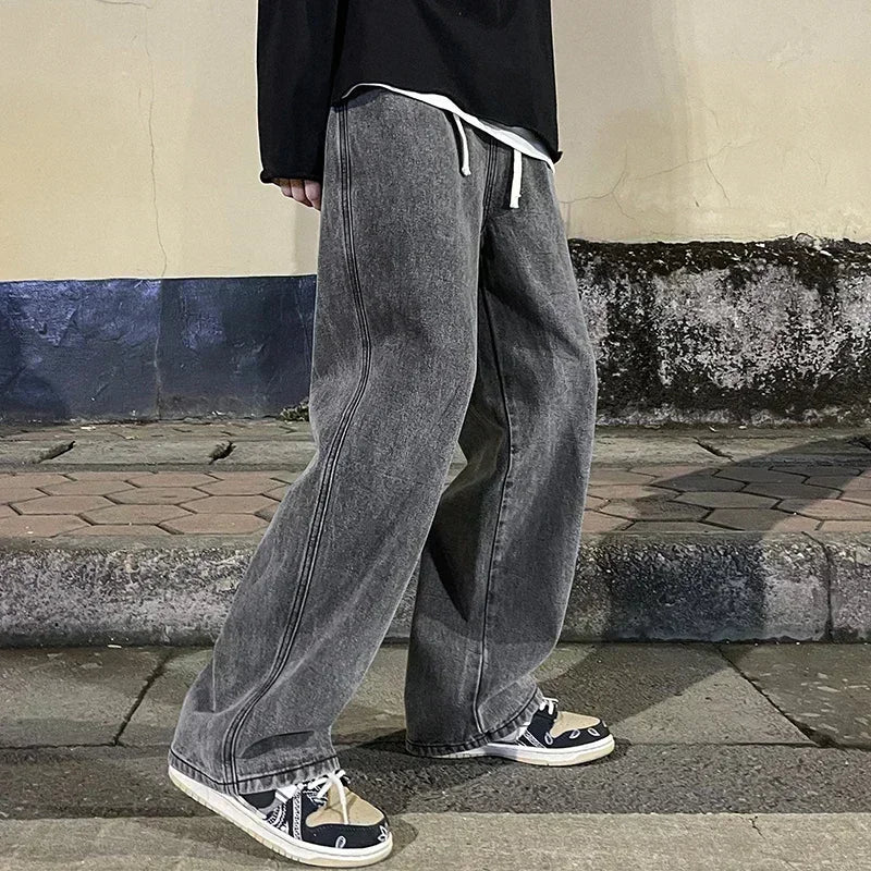 Herrejeans – Løs Straight Fit | Streetwear & Koreansk Stil