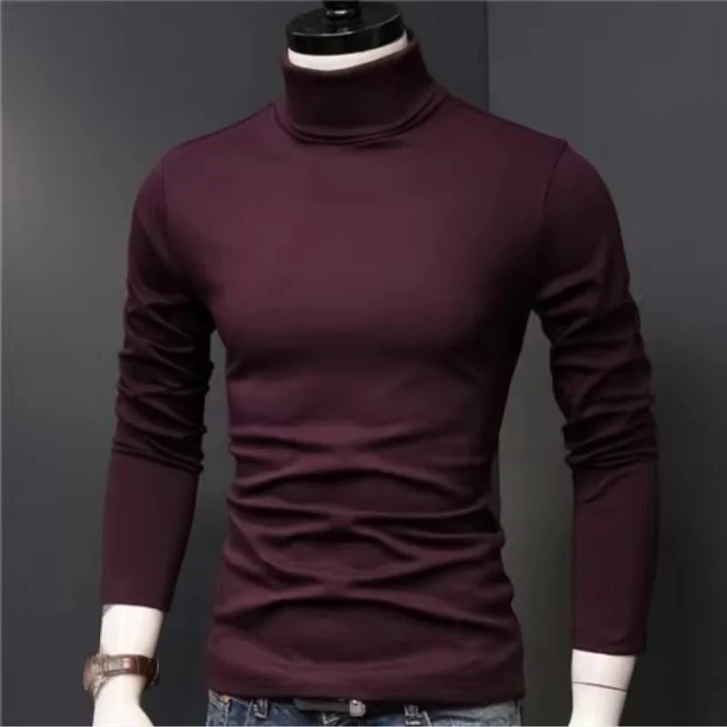 Slim Fit Rullekrage Skjorte for Herr – Langermet Innerskjorte