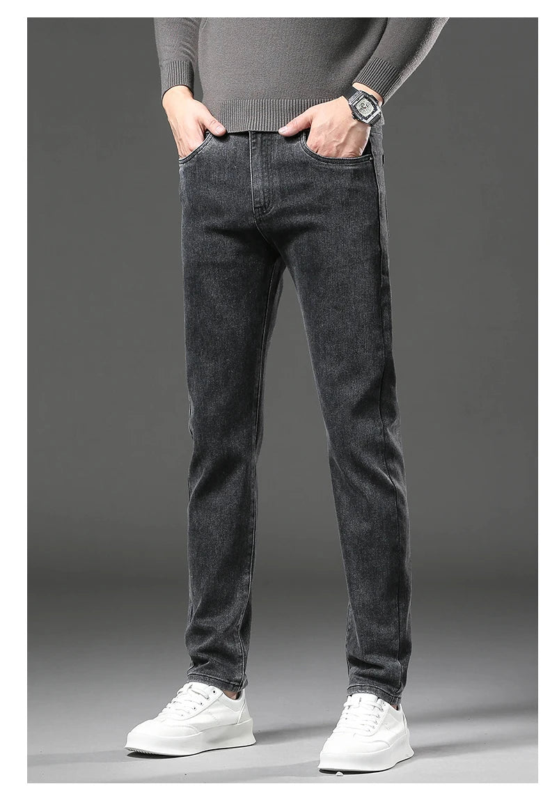 Fleecefôrede Jeans for Menn – Slim Straight